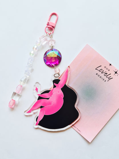 LOVELY BODIES Pink Acrylic Charm - Woman Create