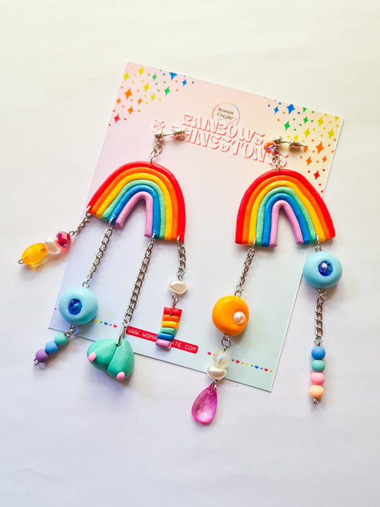 Rainbow Charmed Dangle Earrings