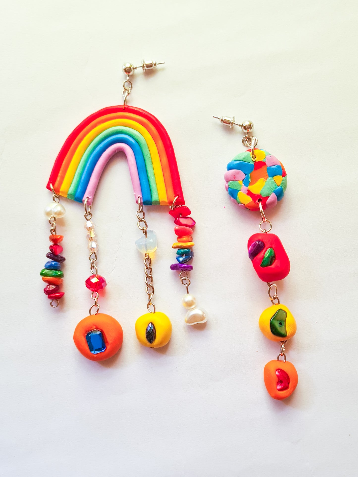 Rainbows & Rhinestones Asymmetrical Earrings