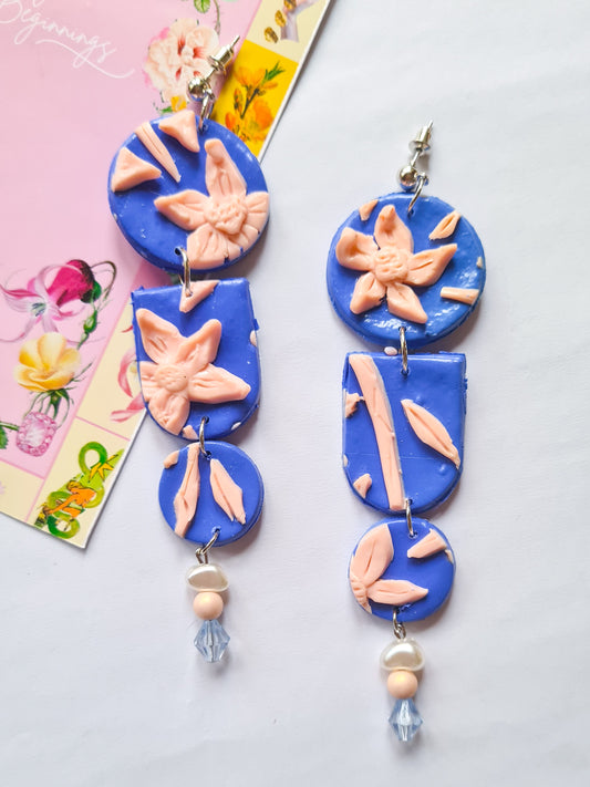 Blue-Pink Tea Time earrings