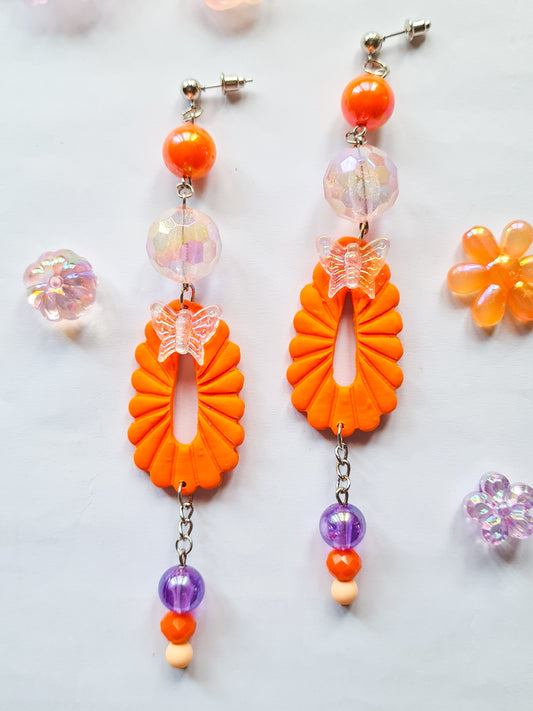 Vibrant Orange Butterfly Earrings