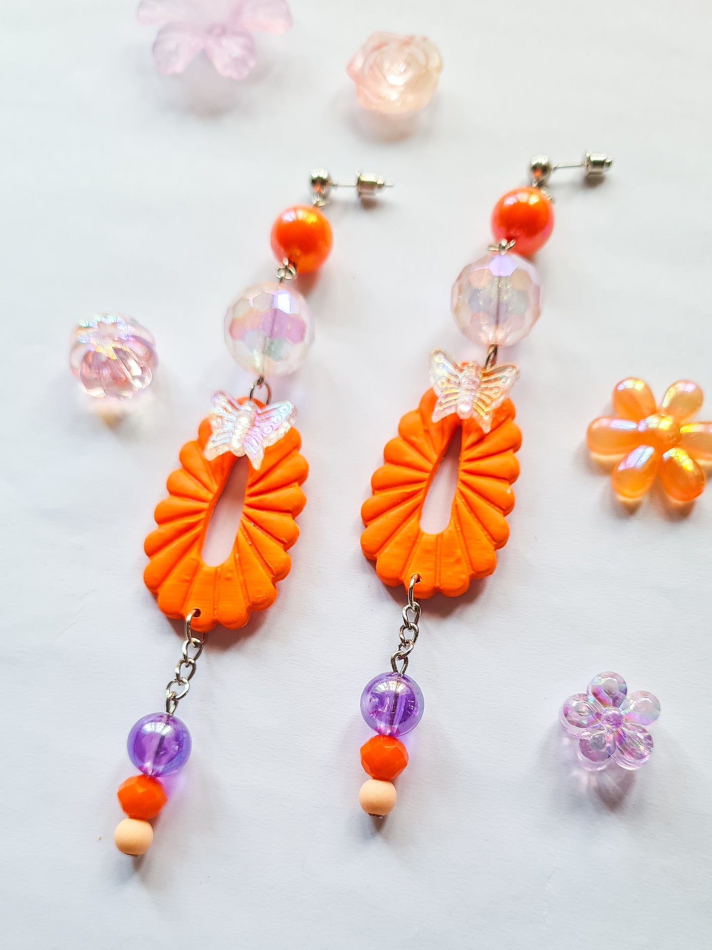 Vibrant Orange Butterfly Earrings