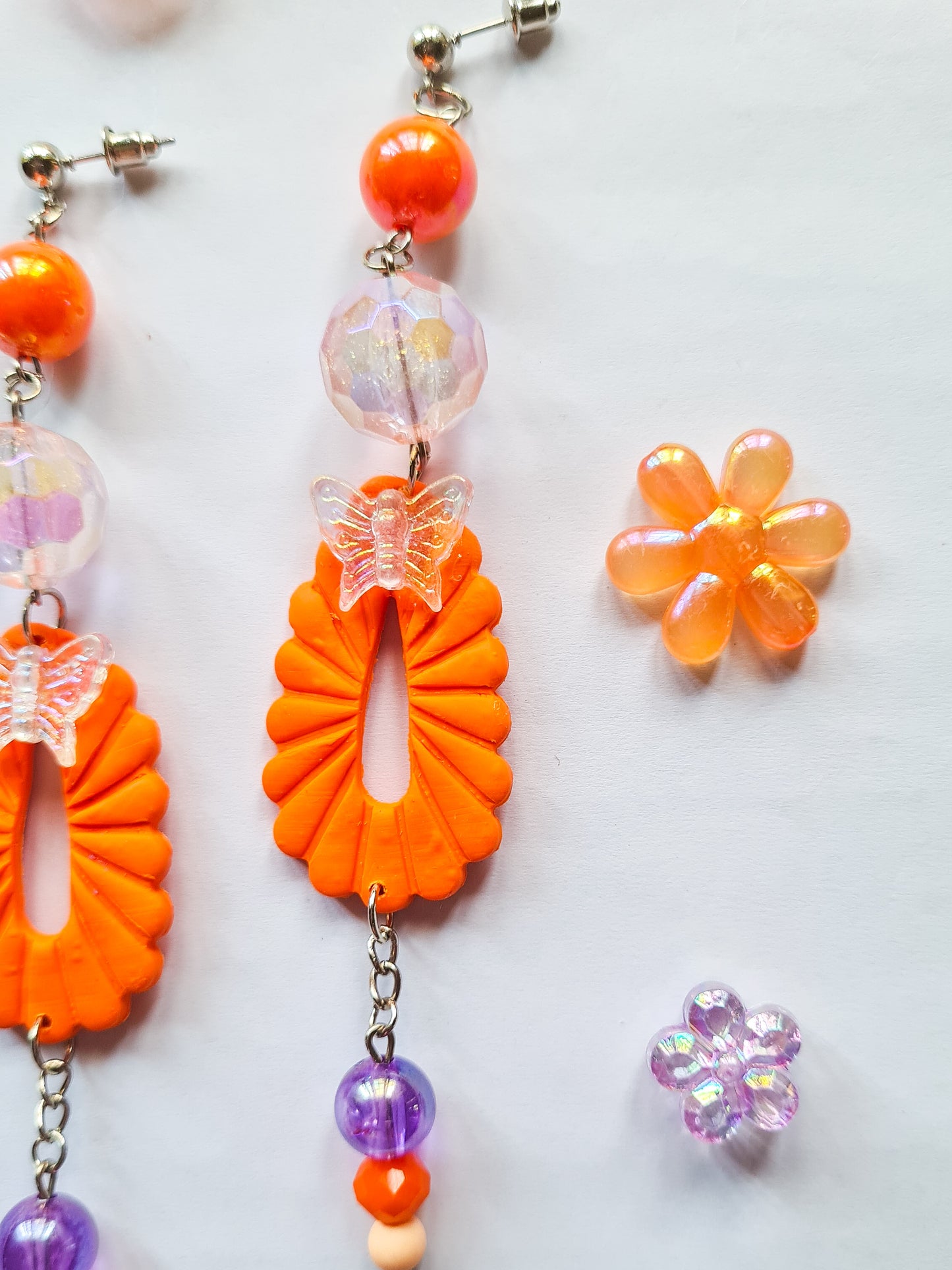 Vibrant Orange Butterfly Earrings