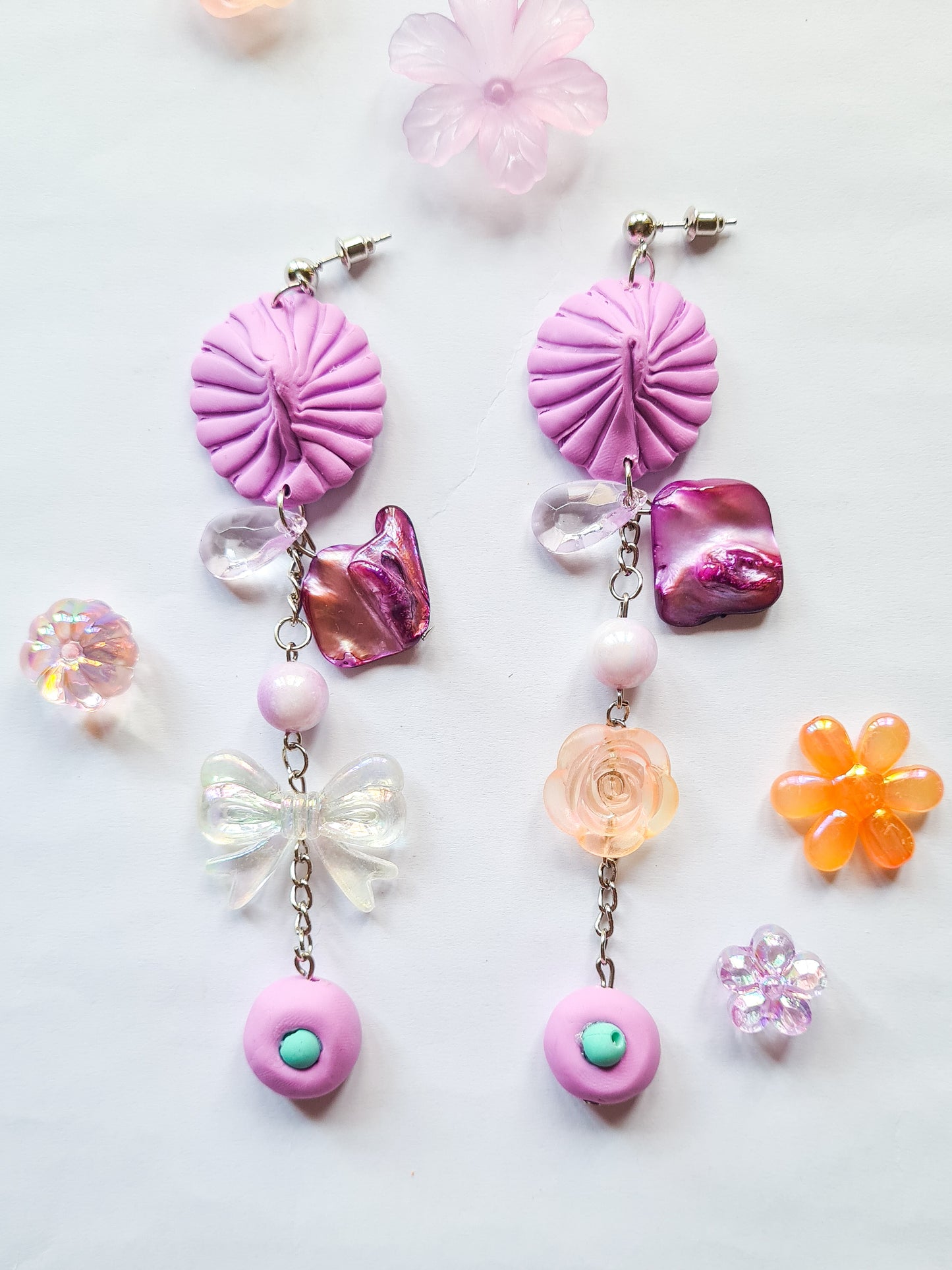 Sweet Gemini Charms Asymmetrical Earrings