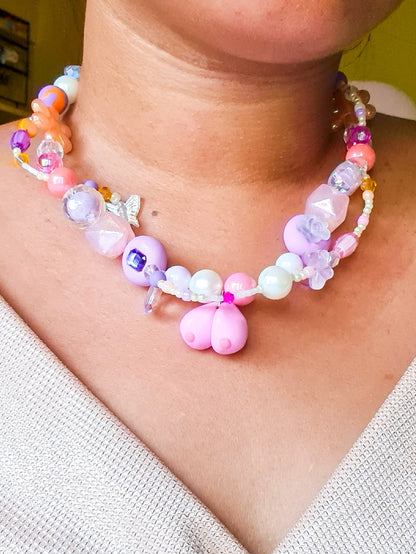 Pink Boobs Layered Boho Necklace