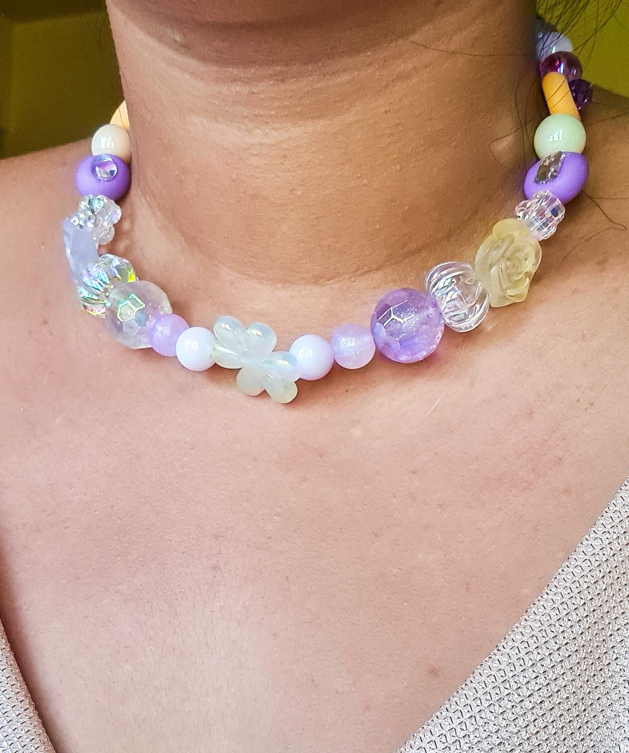 Purple Flower Choker Necklace