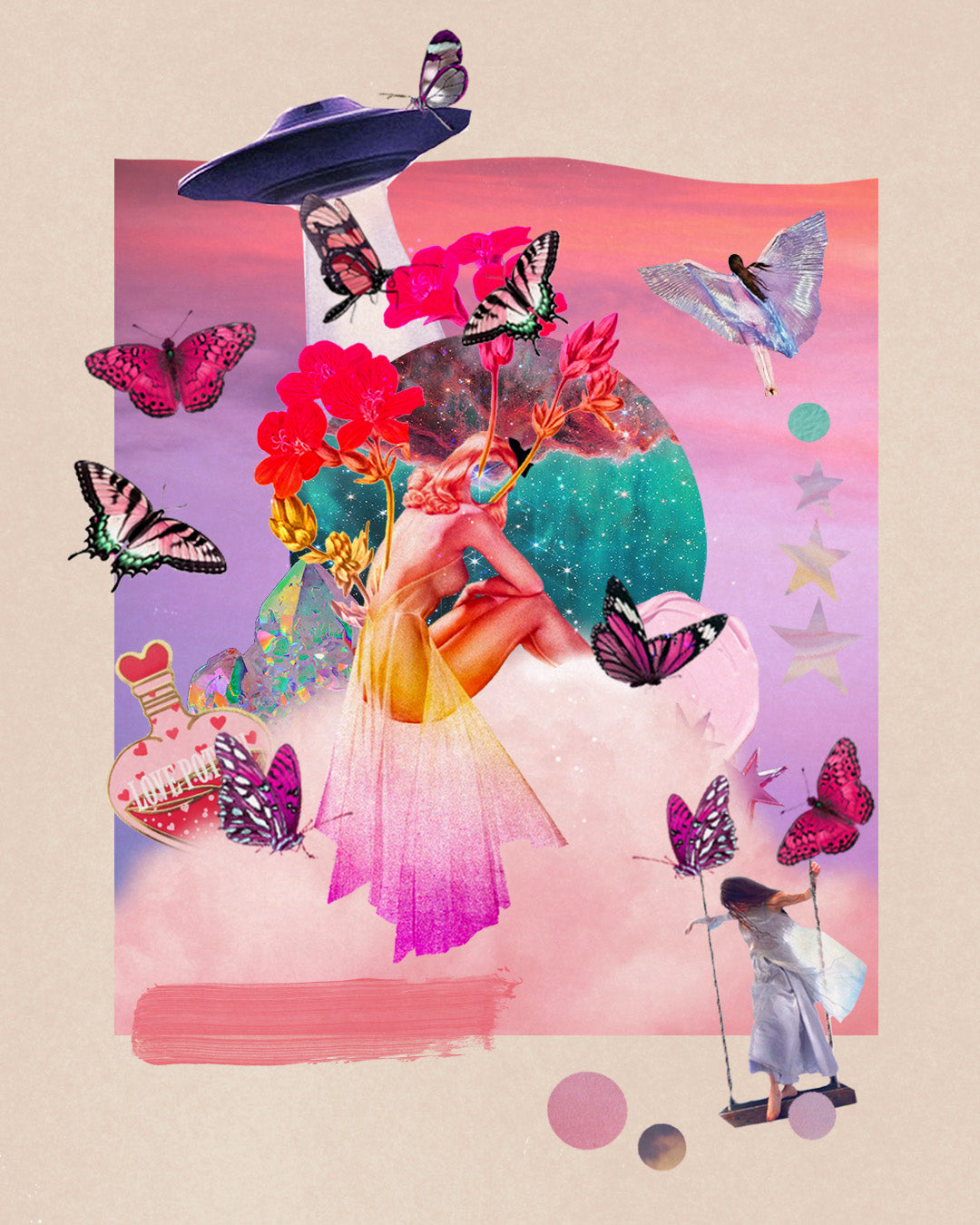 Pink Fantasy, 5” x 7” art print - Woman Create